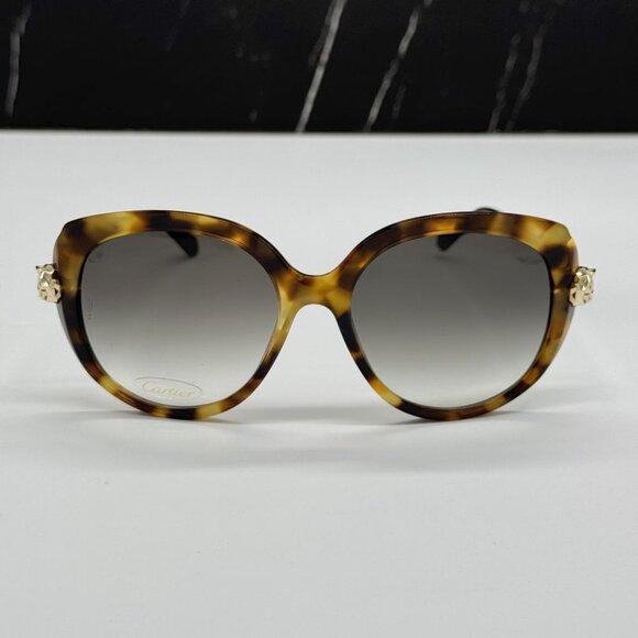 NEW CARTIER CT0064S 002 WOMEN HAVANA GOLD ROUND SUNGLASSES CARTIER CT0064S 002 main image 10